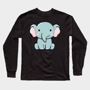 cute elephant vector illustration cartoon Long Sleeve T-Shirt